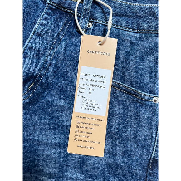 Genleck Shorts NWT Women Size 10 Light Blue Denim Zip Cut Off - Picture 3 of 6